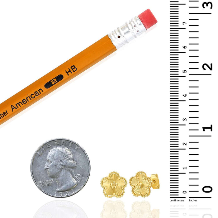 Real 14K Gold Radiating Flower Stud Earrings 11mm - WJD Exclusives