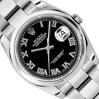 Rolex Datejust 116200 36mm Black Roman Dial Stainless Steel Men's Watch