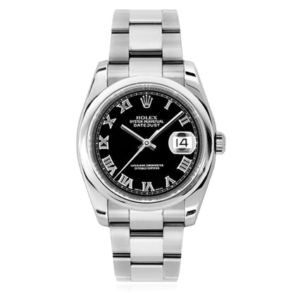 Rolex Datejust 116200 36mm Black Roman Dial Stainless Steel Men's Watch