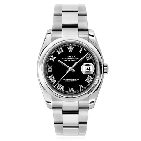 Rolex Datejust 116200 36mm Black Roman Dial Stainless Steel Men's Watch