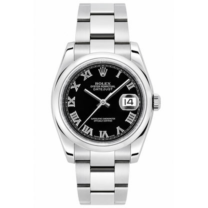 Rolex Datejust 116200 36mm Black Roman Dial Stainless Steel Men's Watch