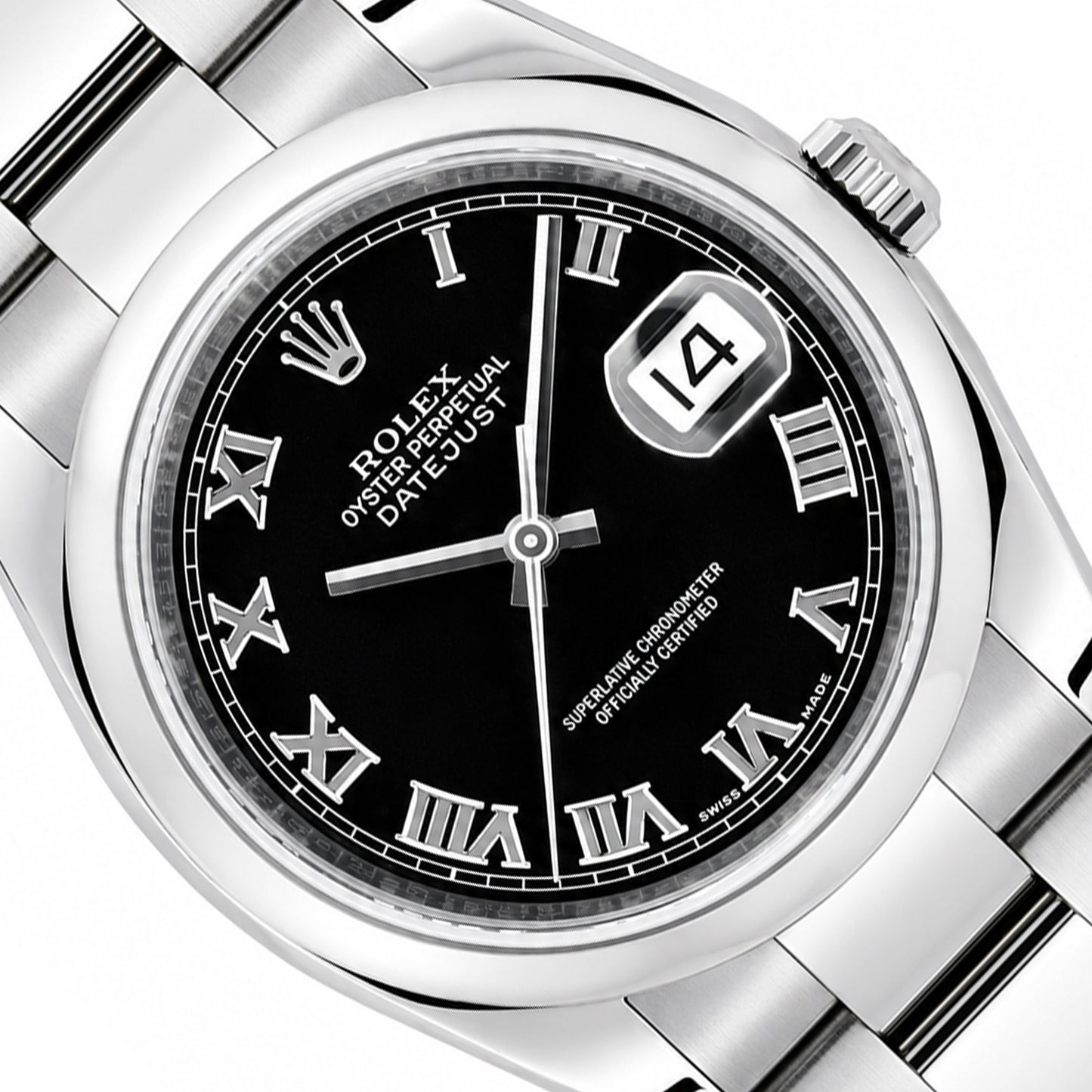 Rolex Datejust 116200 36mm Black Roman Dial Stainless Steel Men's Watch