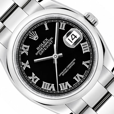 Rolex Datejust 116200 36mm Black Roman Dial Stainless Steel Men's Watch