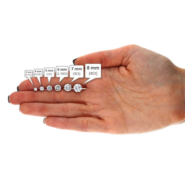 925 Sterling Silver Round CZ Solitaire Screw Back Stud Earrings