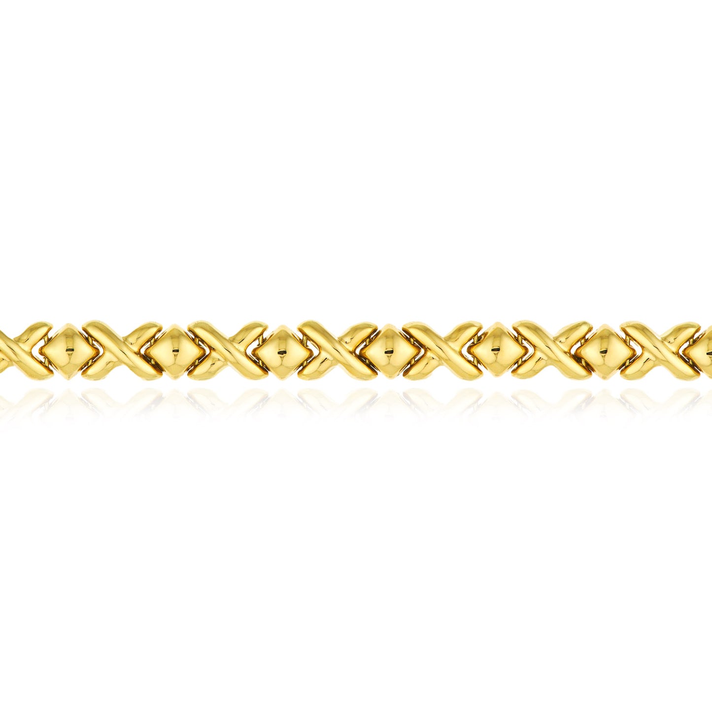 10K Real Gold 5mm Stampato XO Bracelet 7.25"