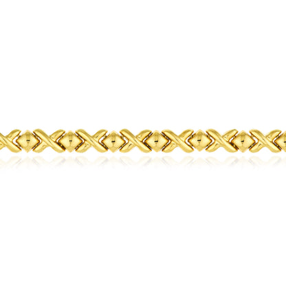 10K Real Gold 5mm Stampato XO Bracelet 7.25"