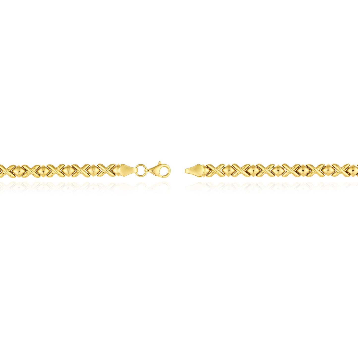 10K Real Gold 5mm Stampato XO Bracelet 7.25"