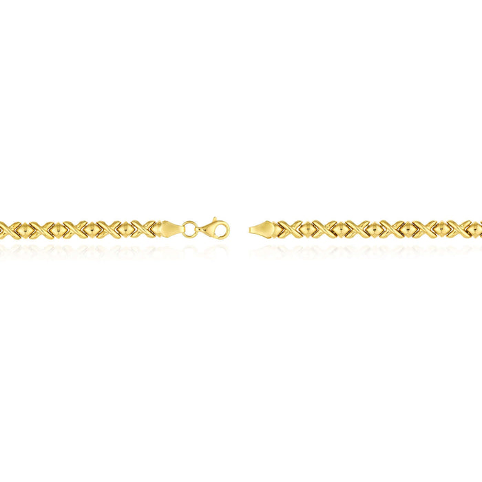 10K Yellow Gold 5mm Stampato XO Bracelet (Hollow) 7.25" - WJD Exclusives
