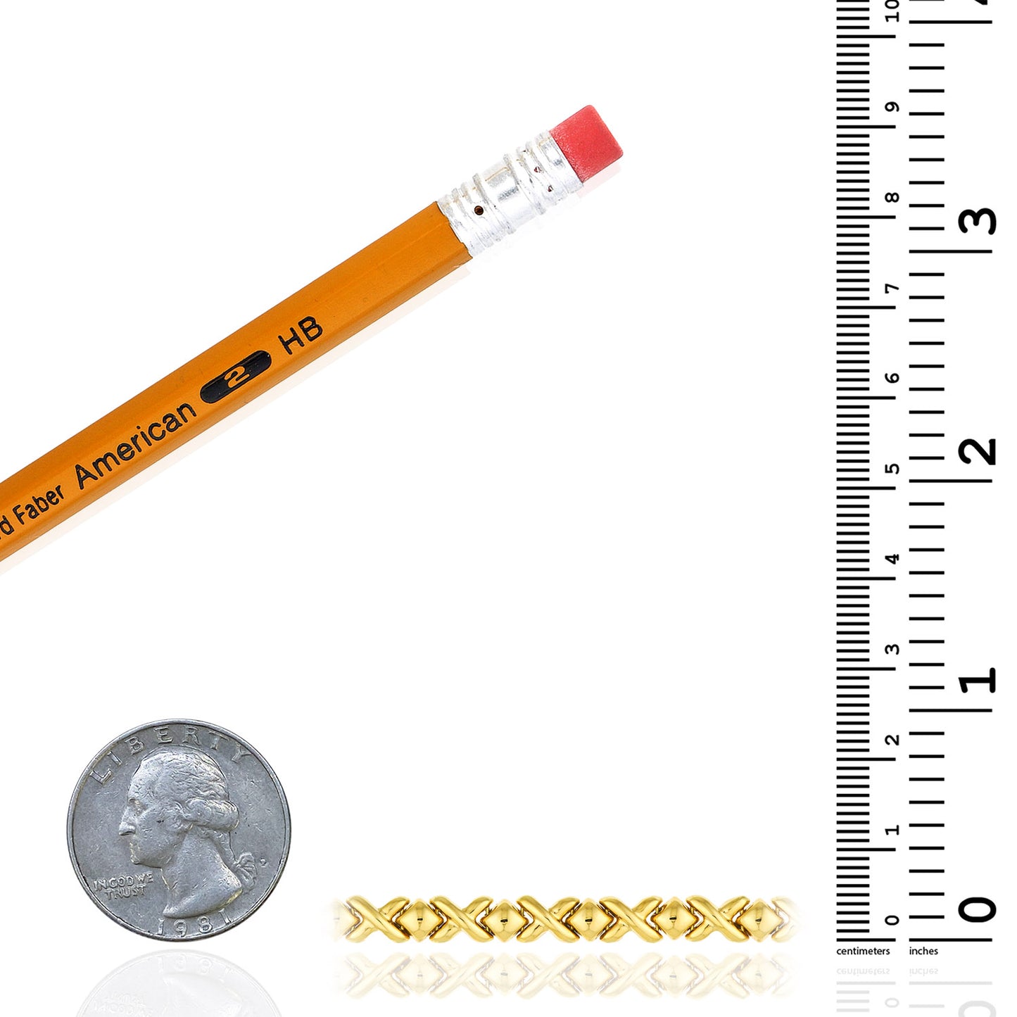10K Real Gold 5mm Stampato XO Bracelet 7.25"