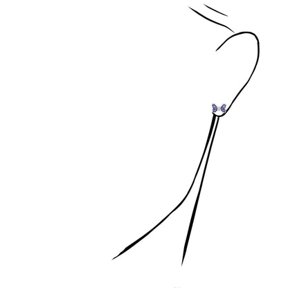 0.35CTW Real Diamond & Natural Blue, Pink Sapphire 14K Real Gold Bow Stud Earrings 7mm