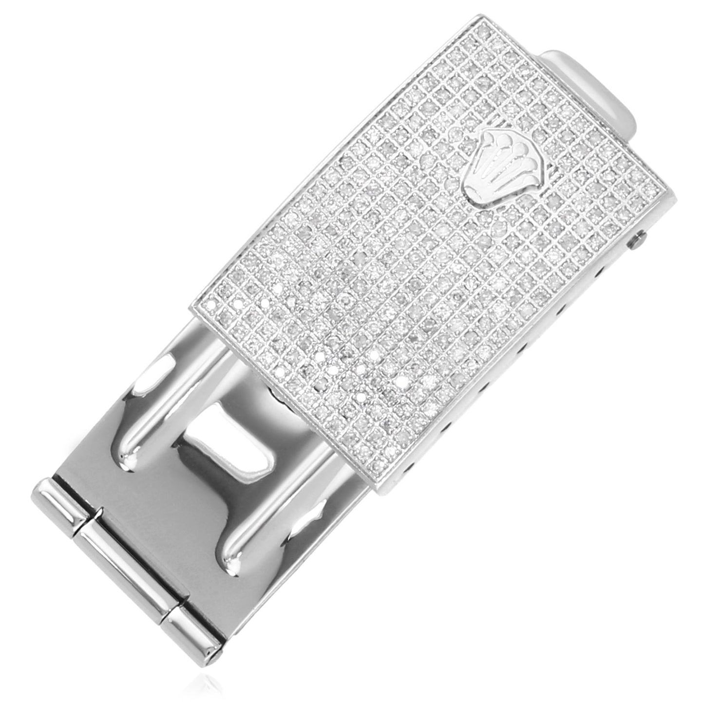2.50CTW Real Diamond Stainless Steel Folding Clasp Buckle for Rolex 20mm