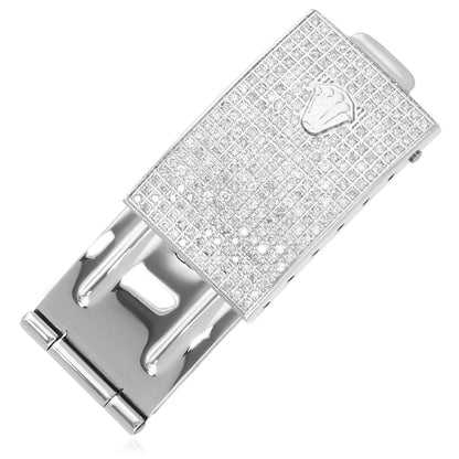 2.50CTW Real Diamond Stainless Steel Folding Clasp Buckle for Rolex 20mm