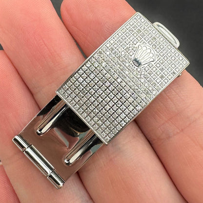 2.50CTW Real Diamond Stainless Steel Folding Clasp Buckle for Rolex 20mm