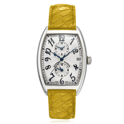 NEW Franck Muller Master Banker 18k Gold Arabic Dial Yellow Leather Strap Watch