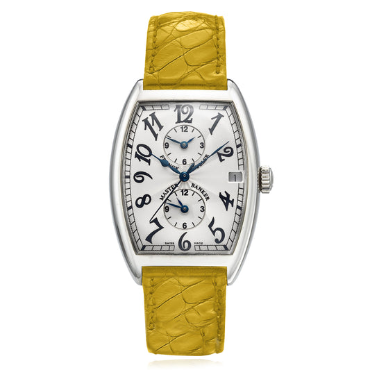 NEW Franck Muller Master Banker 18k Gold Arabic Dial Yellow Leather Strap Watch