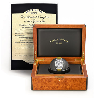 NEW Franck Muller Master Banker 2852 MB 18K Gold Arabic Dial Yellow Leather Strap Watch