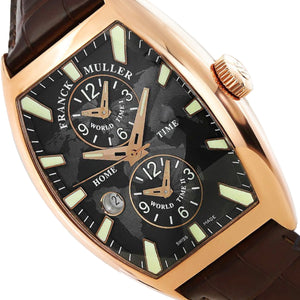 40mm NEW Franck Muller Master Banker 8880 MB 18K Rose Gold Stick Indexes Dial Brown Leather Strap Watch