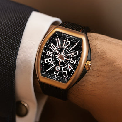 NEW Franck Muller Vanguard Yachting 18k Rose Gold 45MM Black Dial Watch