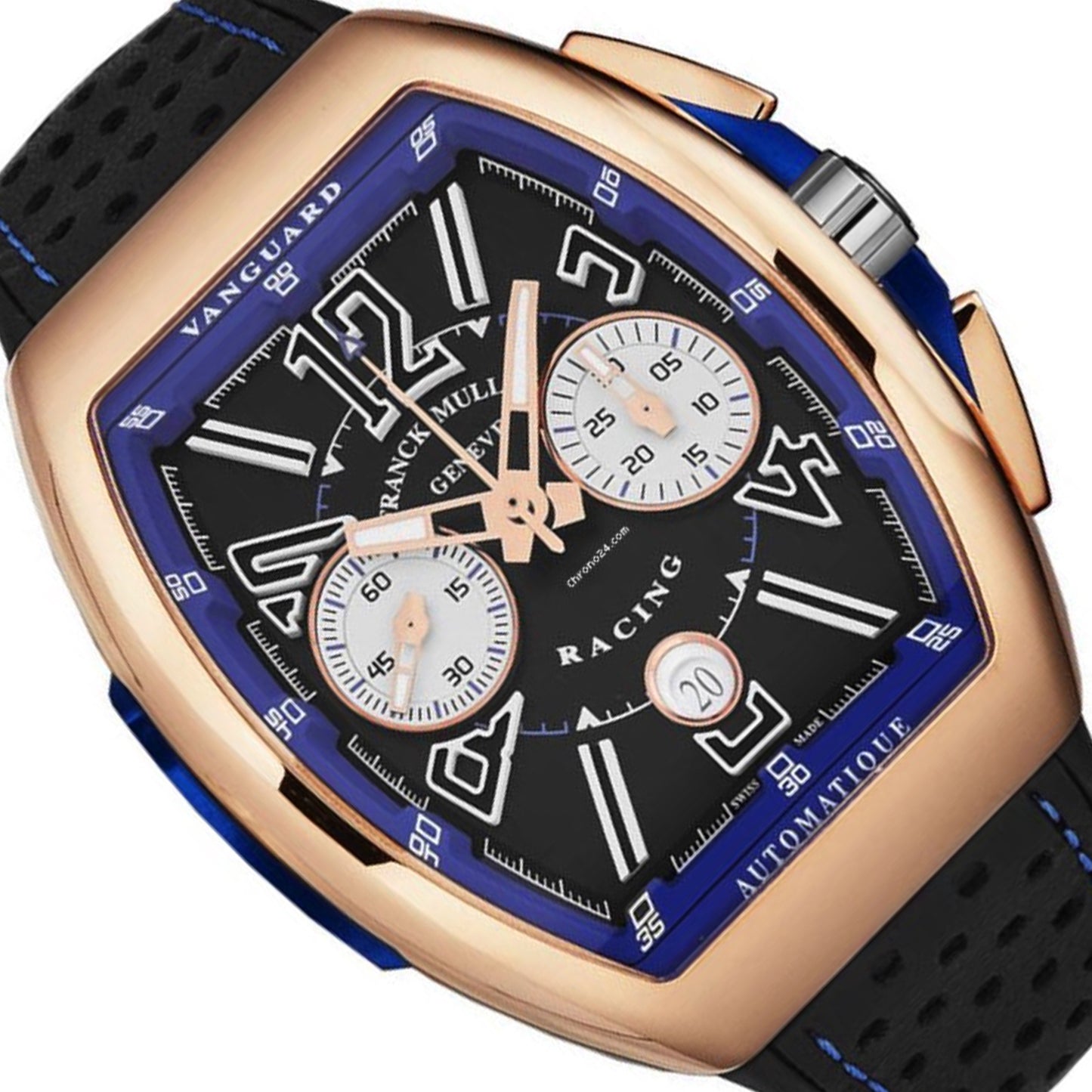 NEW Franck Muller Racing 45mm 45CCBLKBLUGLD Gray Dial Black Leather Strap Watch