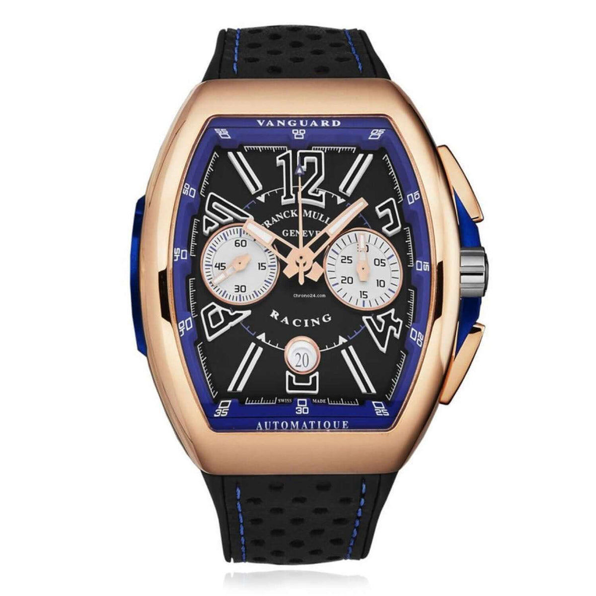 NEW Franck Muller Racing 45mm 45CCBLKBLUGLD Gray Dial Black Leather Strap Watch - WJD Exclusives