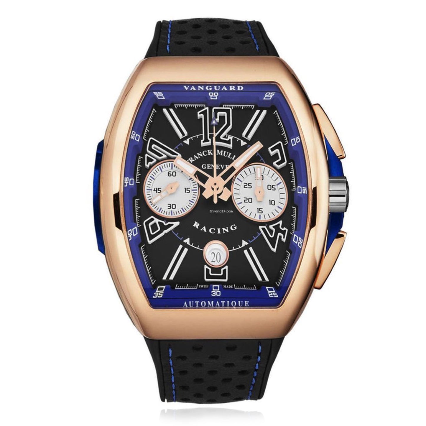 NEW Franck Muller Racing 45MM Gray Dial Black Leather Strap Watch