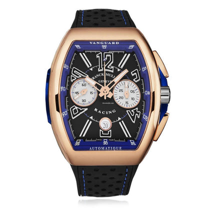 NEW Franck Muller Racing 45MM Gray Dial Black Leather Strap Watch