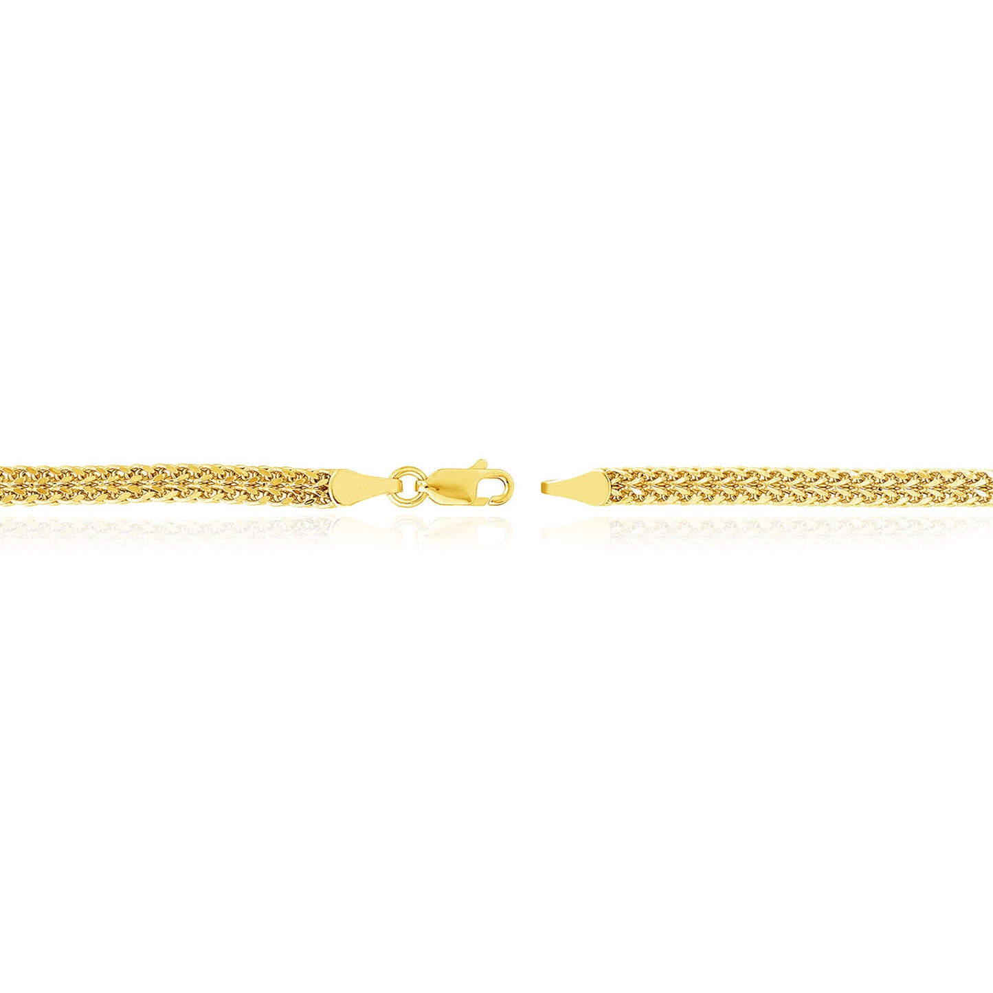 10K Yellow Gold 4mm Two-Row Wheat Bracelet 7.5"