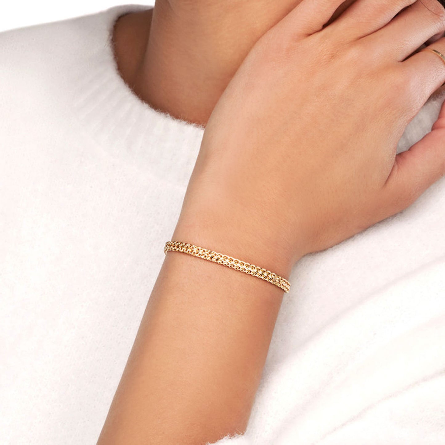 10K Yellow Gold 4mm Two-Row Wheat Bracelet 7.5"