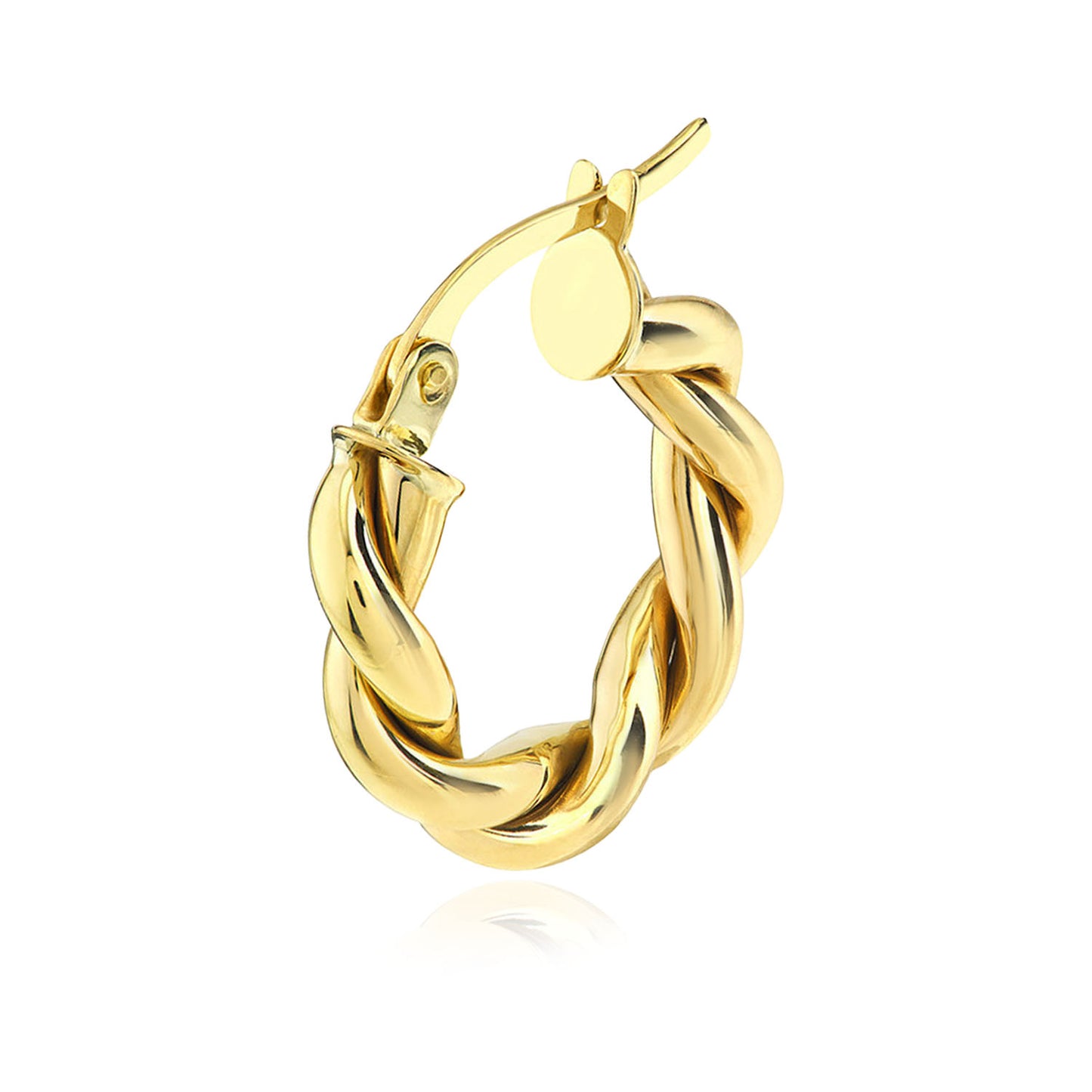 10K Yellow Gold Hollow Braided Double Tube Hoop Earrings 20mm