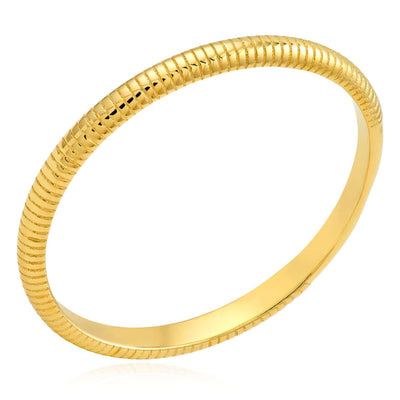 14K Yellow Gold 2mm Ribbed Band Stackable Ring - WJD Exclusives
