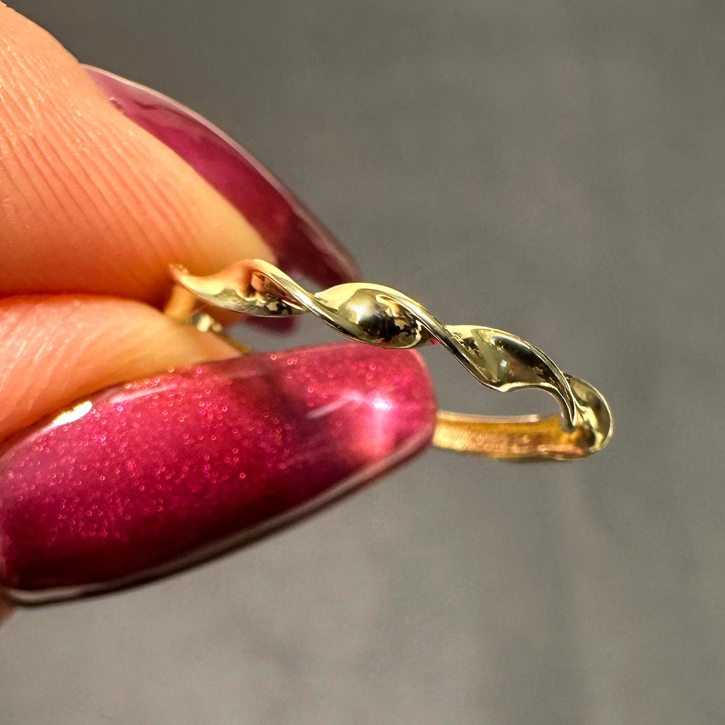 14K Yellow Gold 2mm Twisted Band Stackable Ring Made In Italy