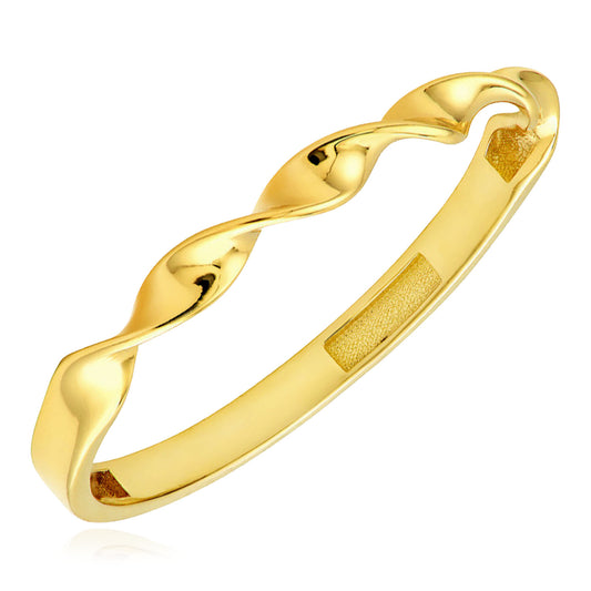 14K Yellow Gold 2mm Twisted Band Stackable Ring Made In Italy