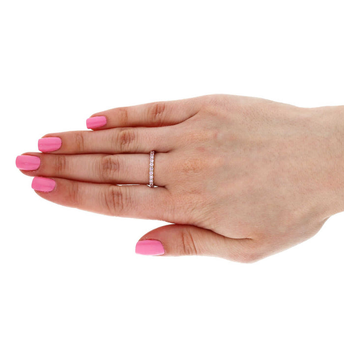 14k Yellow Gold Over Sterling Silver Pink Tourmaline Full Eternity Band Ring