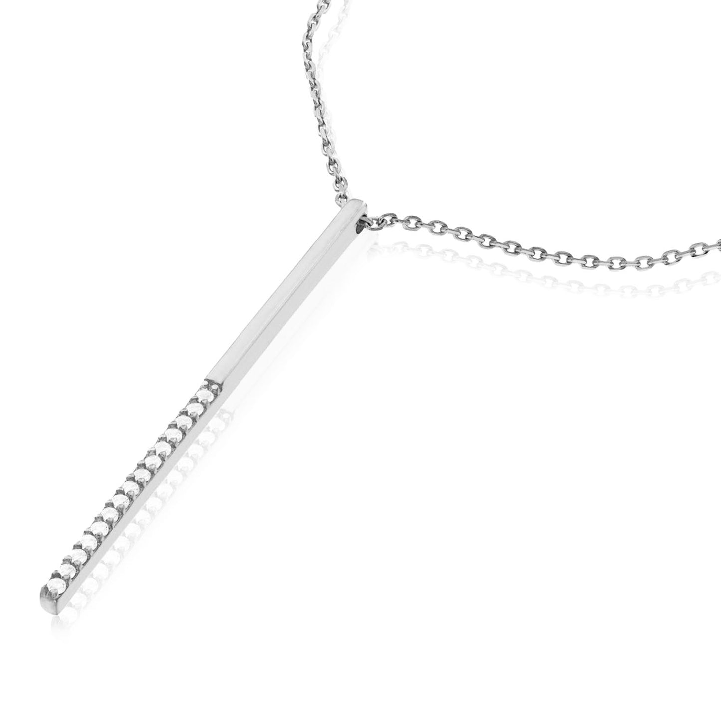 Yellow White Rose Gold Plated Sterling Silver CZ Bar Lariat Necklace 16"-18"