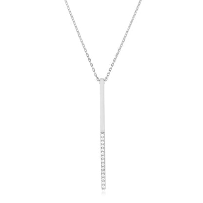 Yellow White Rose Gold Plated Sterling Silver CZ Bar Lariat Necklace 16"-18"