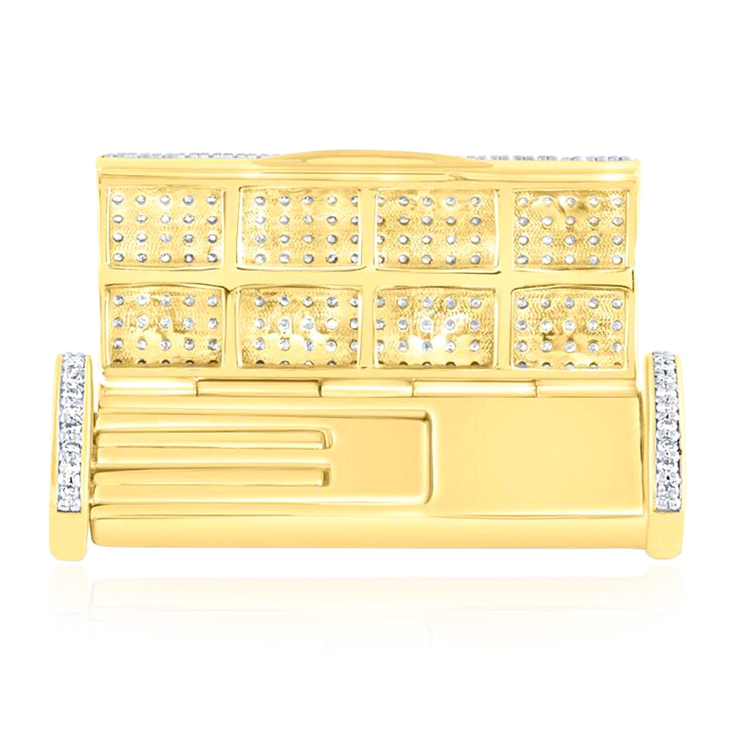 Natural Diamond 10K Yellow Gold 10-14mm (Solid) Lock Box Clasp For Miami Cuban Chain