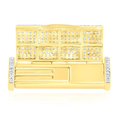 Natural Diamond 10K Yellow Gold 10-14mm (Solid) Lock Box Clasp For Miami Cuban Chain