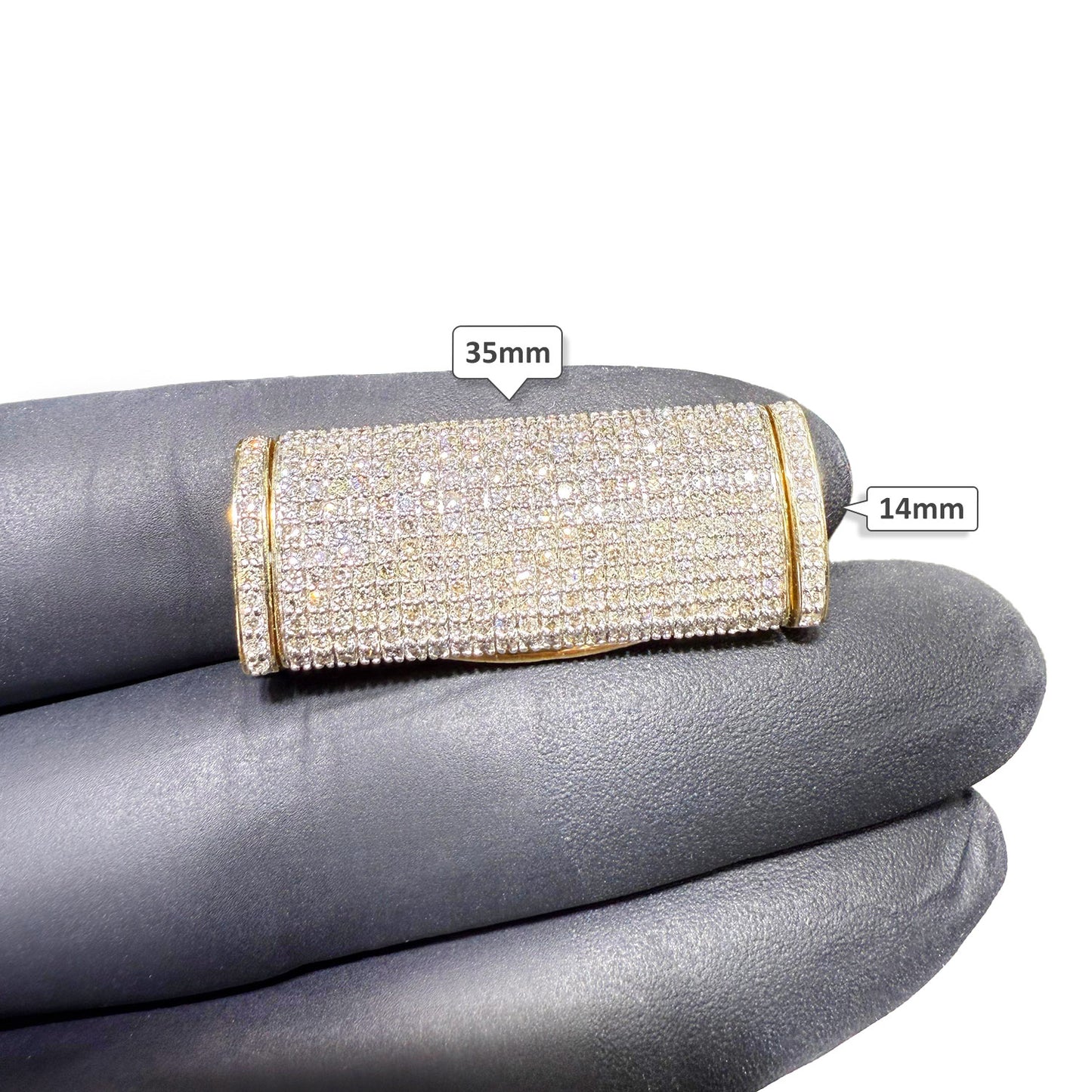 Natural Diamond 10K Yellow Gold 10-14mm (Solid) Lock Box Clasp For Miami Cuban Chain