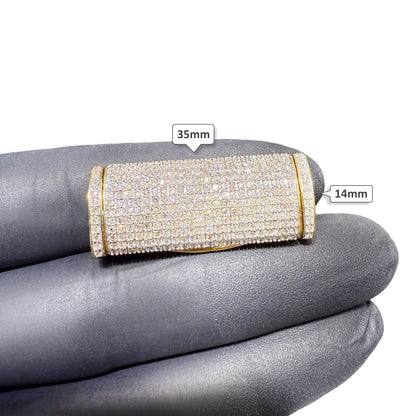Natural Diamond 10K Yellow Gold 10-14mm (Solid) Lock Box Clasp For Miami Cuban Chain