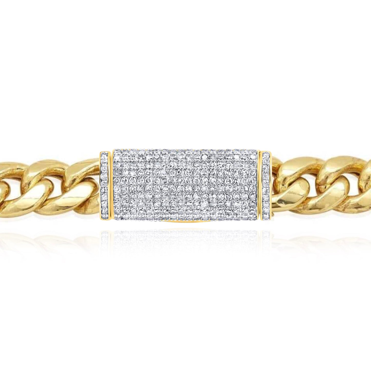 Natural Diamond 10K Yellow Gold 10-14mm (Solid) Lock Box Clasp For Miami Cuban Chain