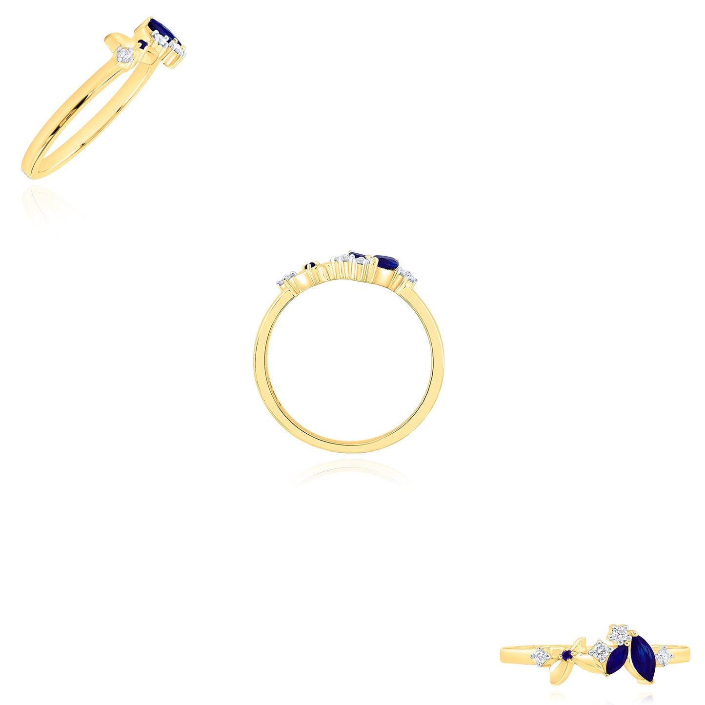 0.30CTW Natural Royal Blue Sapphire & Diamond 14K Yellow Gold Butterfly Ring