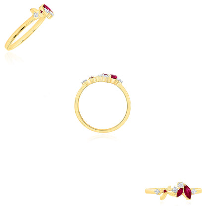 0.30CTW Natural Ruby & Diamond 14K Yellow Gold Butterfly Ring