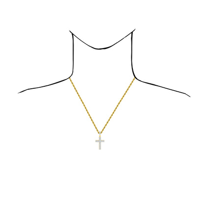 1.63CTW Natural Diamond 10K Yellow Gold Cross Pendant 1.8"