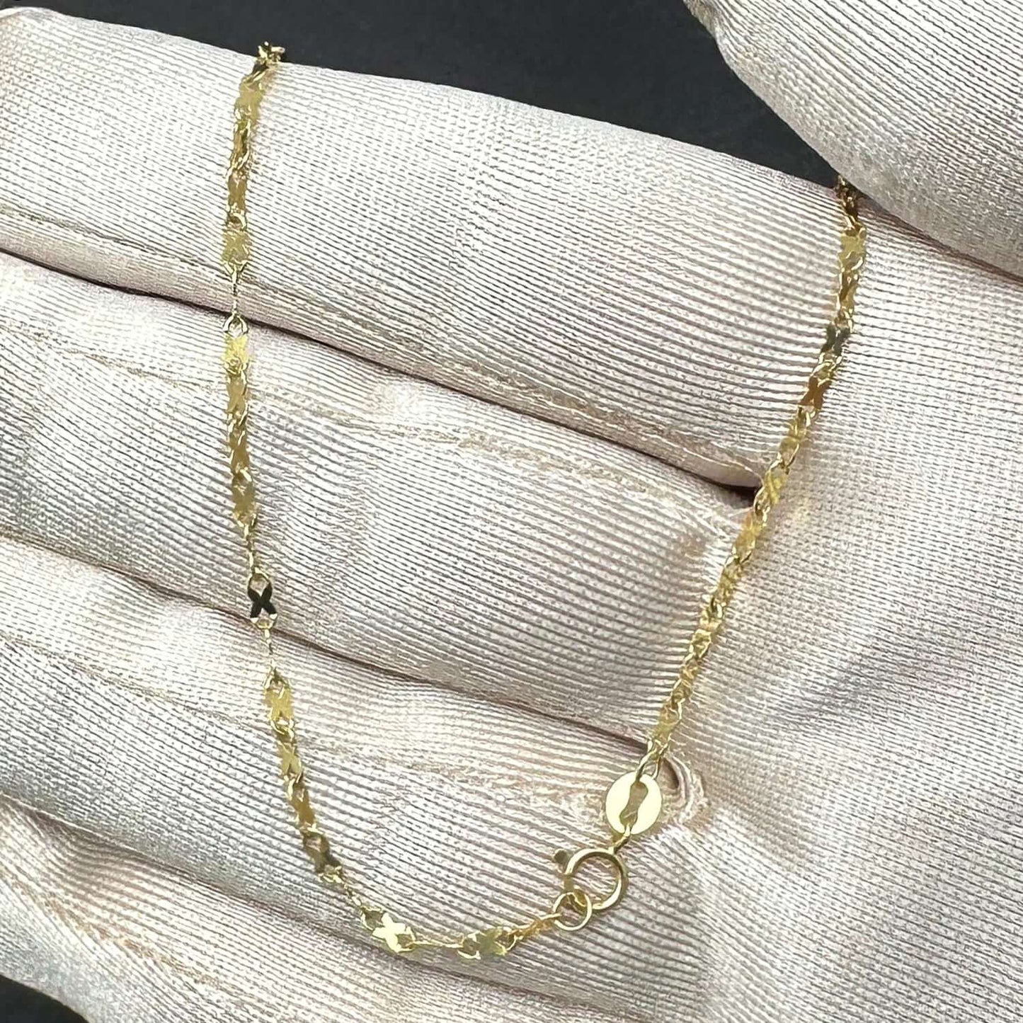 Real Solid 10K Gold 1.8mm Infinity Chain Necklace 18"