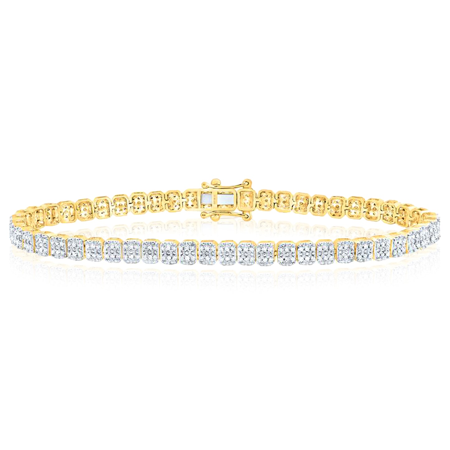 0.75CTW Natural Diamonds 10K Yellow Gold 3.4mm Tennis Bracelet 7"