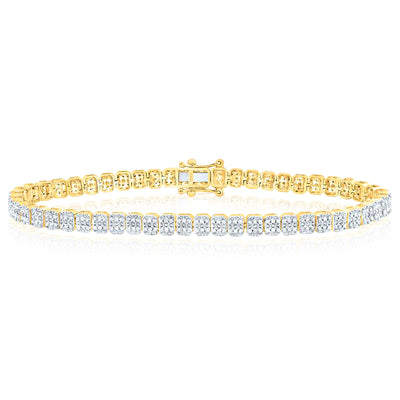 0.75CTW Natural Diamonds 10K Yellow Gold 3.4mm Tennis Bracelet 7"
