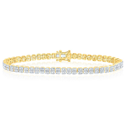0.75CTW Natural Diamonds 10K Yellow Gold 3.4mm Tennis Bracelet 7"