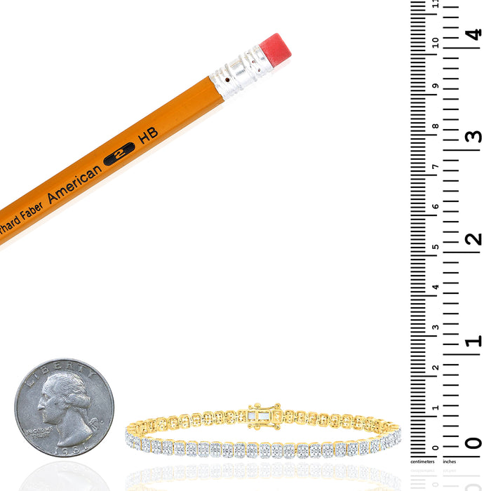0.75CTW Natural Diamonds 10K Yellow Gold 3.4mm Tennis Bracelet 7"