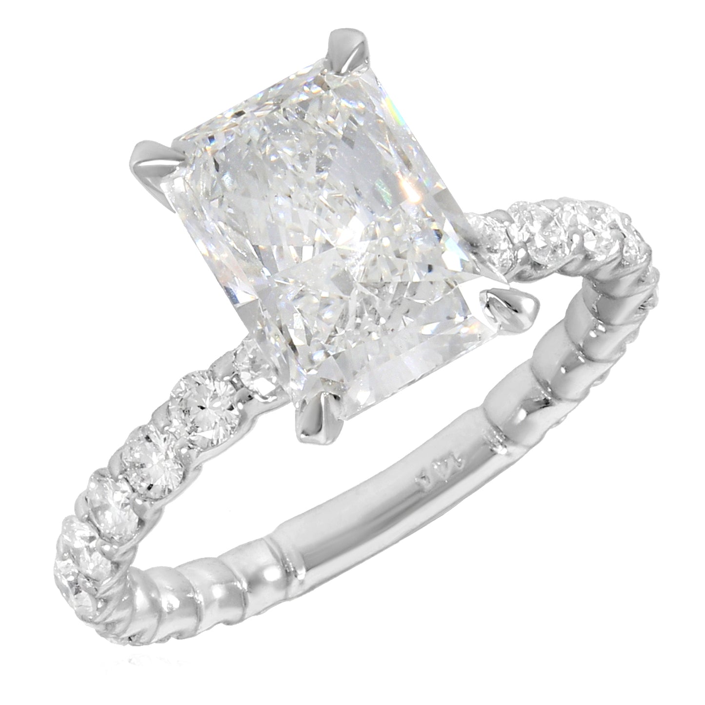 3.90TCW Lab - Grown Radiant - Cut Diamonds 14k White Gold Engagement Ring - WJD Exclusives