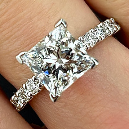 3.04TCW Lab-Grown Radiant-Cut Diamonds 14k White Gold Engagement Ring